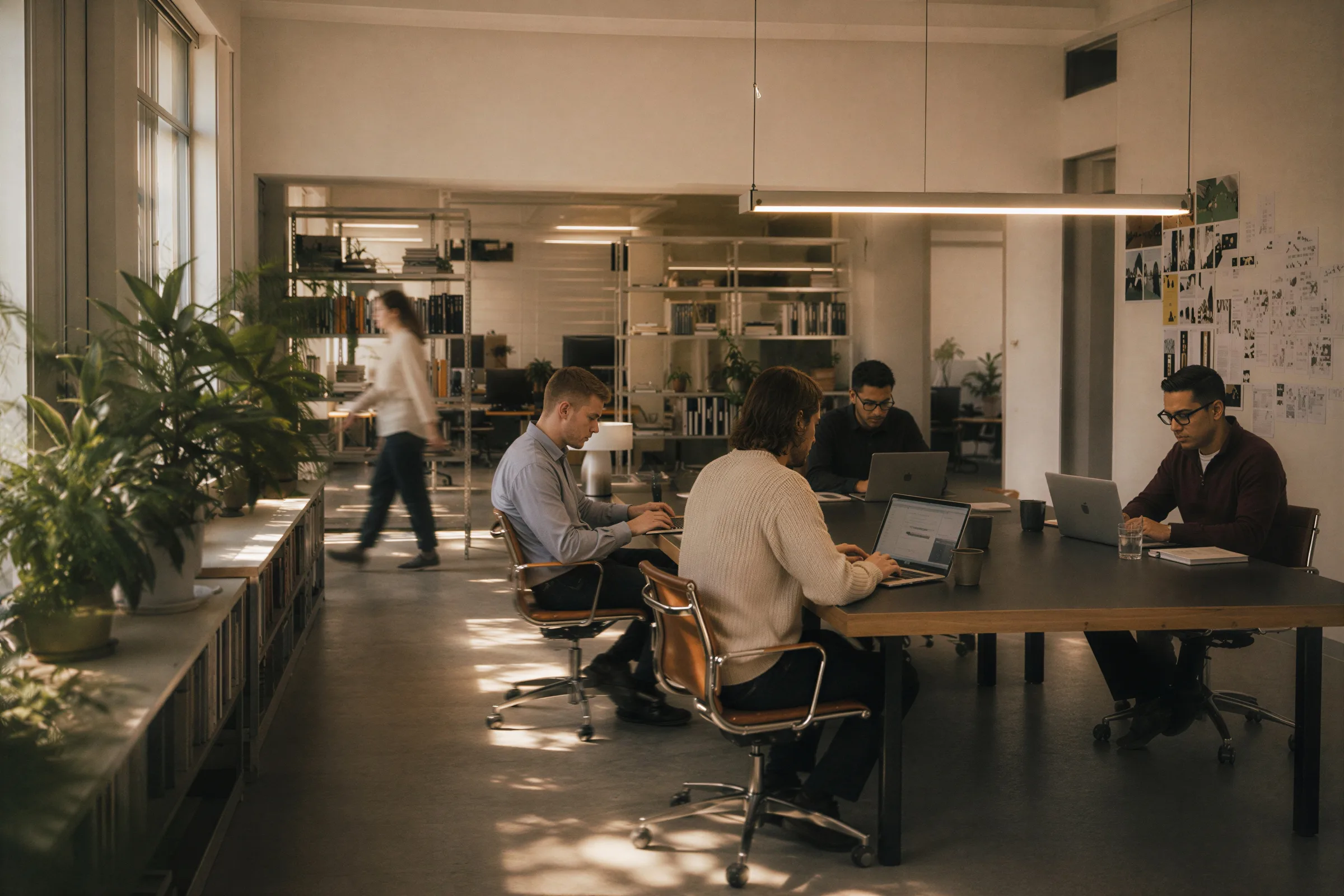 The Ares team working together in the office