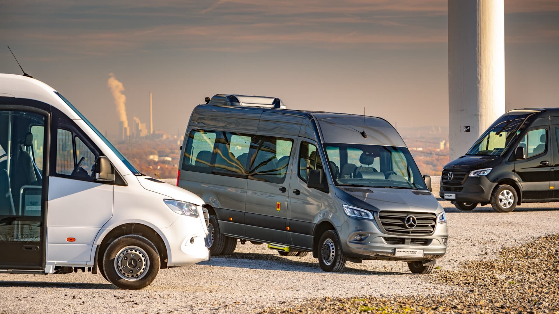 Finished Tremonia minibuses parked outside